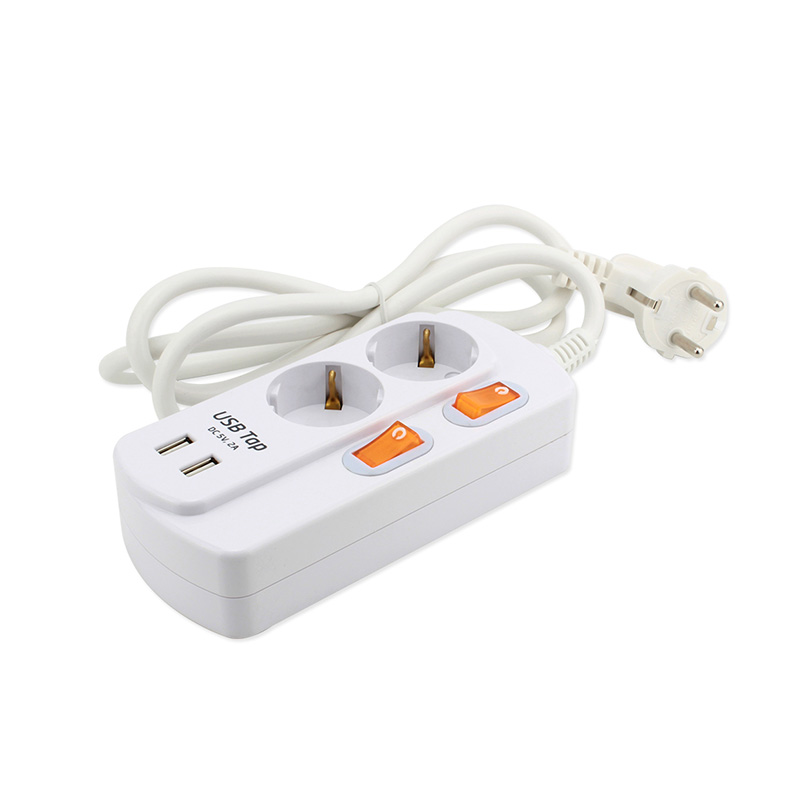 1,5 m 2 prises de socket standard EU avec 2 ports USB et 2 commutateurs individuels 1,5 m 2 prises de socket standard EU avec 2 ports USB et 2 commutateurs individuels