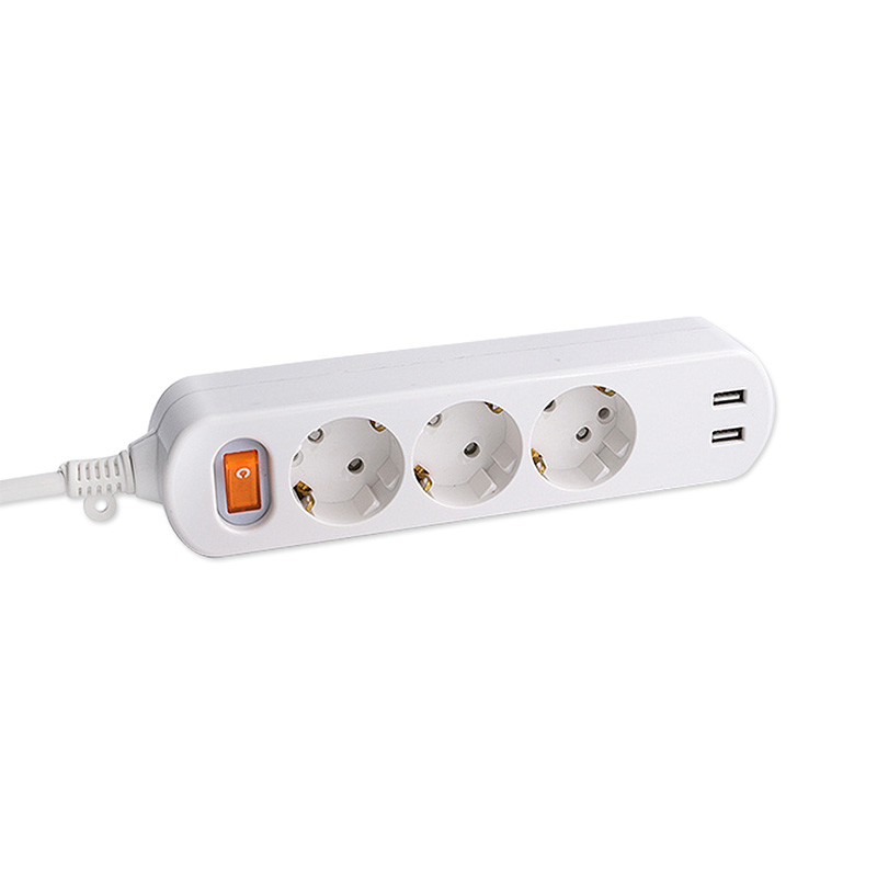 3 prises de vente EU Standard avec 2 ports USB et 1 commutateur principal