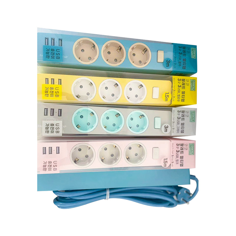 Colorful 3 prises KC Standard Socket avec 3 ports USB et 1 commutateur principal
