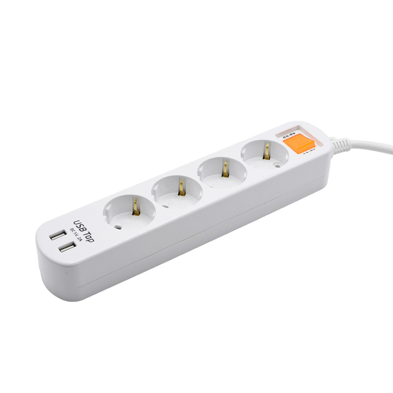 Prise standard EU Eu EU avec 2 ports USB et 1 commutateur de protection contre les surcharges Prise standard EU Eu EU avec 2 ports USB et 1 commutateur de protection contre les surcharges