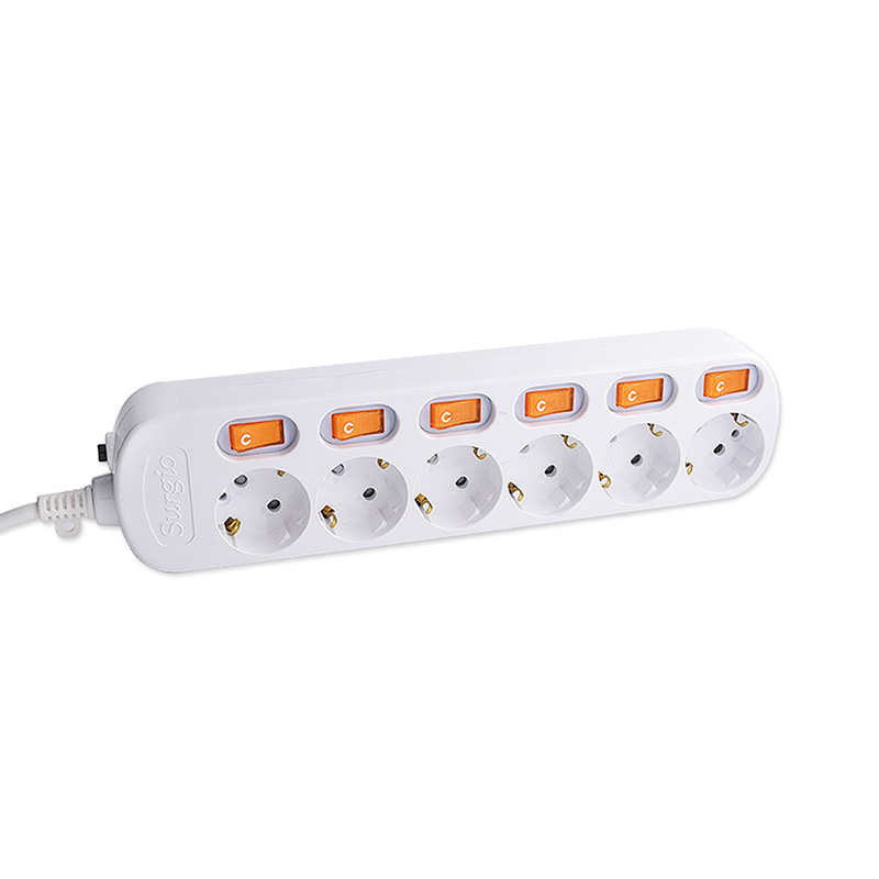 Installation rapide 6 prises de vente EU Standard avec commutateur indépendant