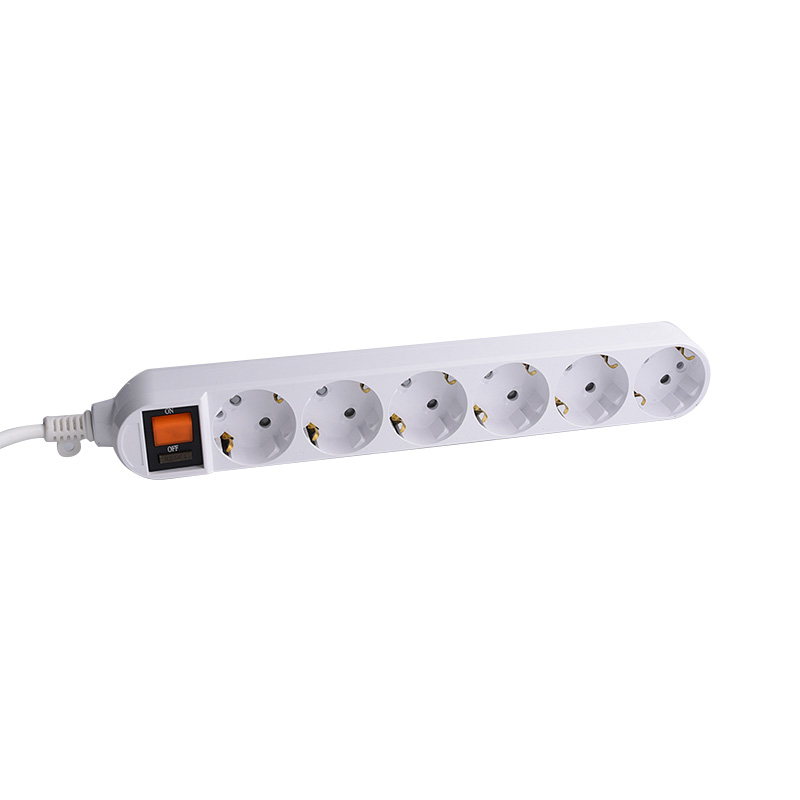 PC Matériau long Extension Corche 6 Prises EU Socket standard PC Matériau long Extension Corche 6 Prises EU Socket standard